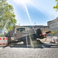 Glasfaserausbau mitten in der Fußgängerzone